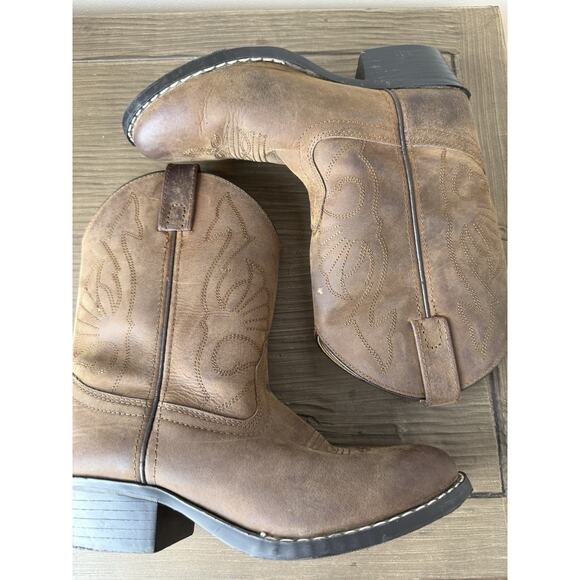 Masterson Boot Co Brown Leather Cowboy Boots Youth Size 2.5 D Style RB2000C - Picture 6 of 8